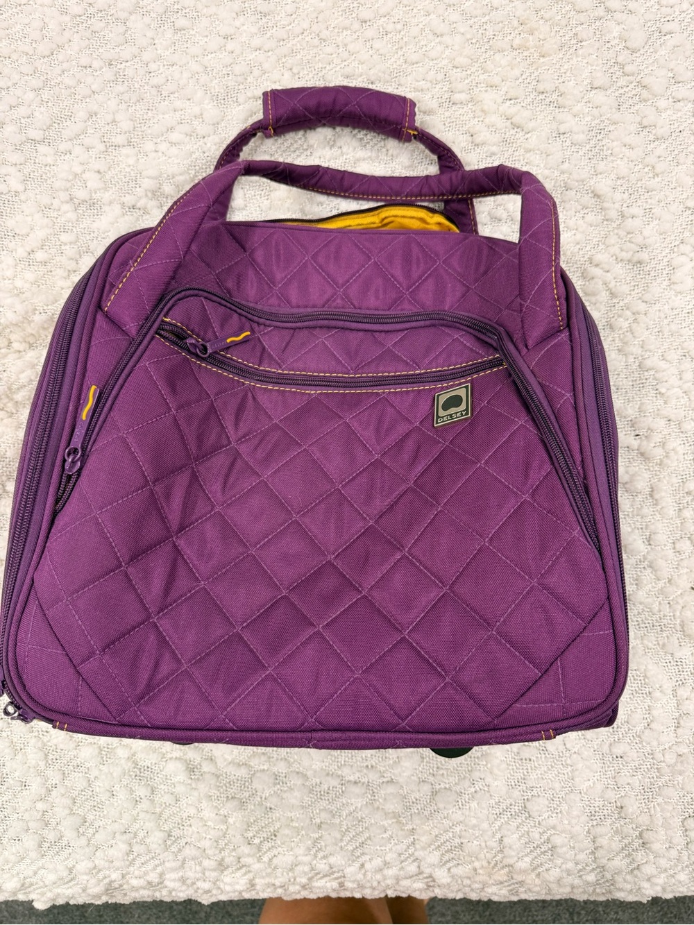 Quilted Purple Travel Bag with Top Handle